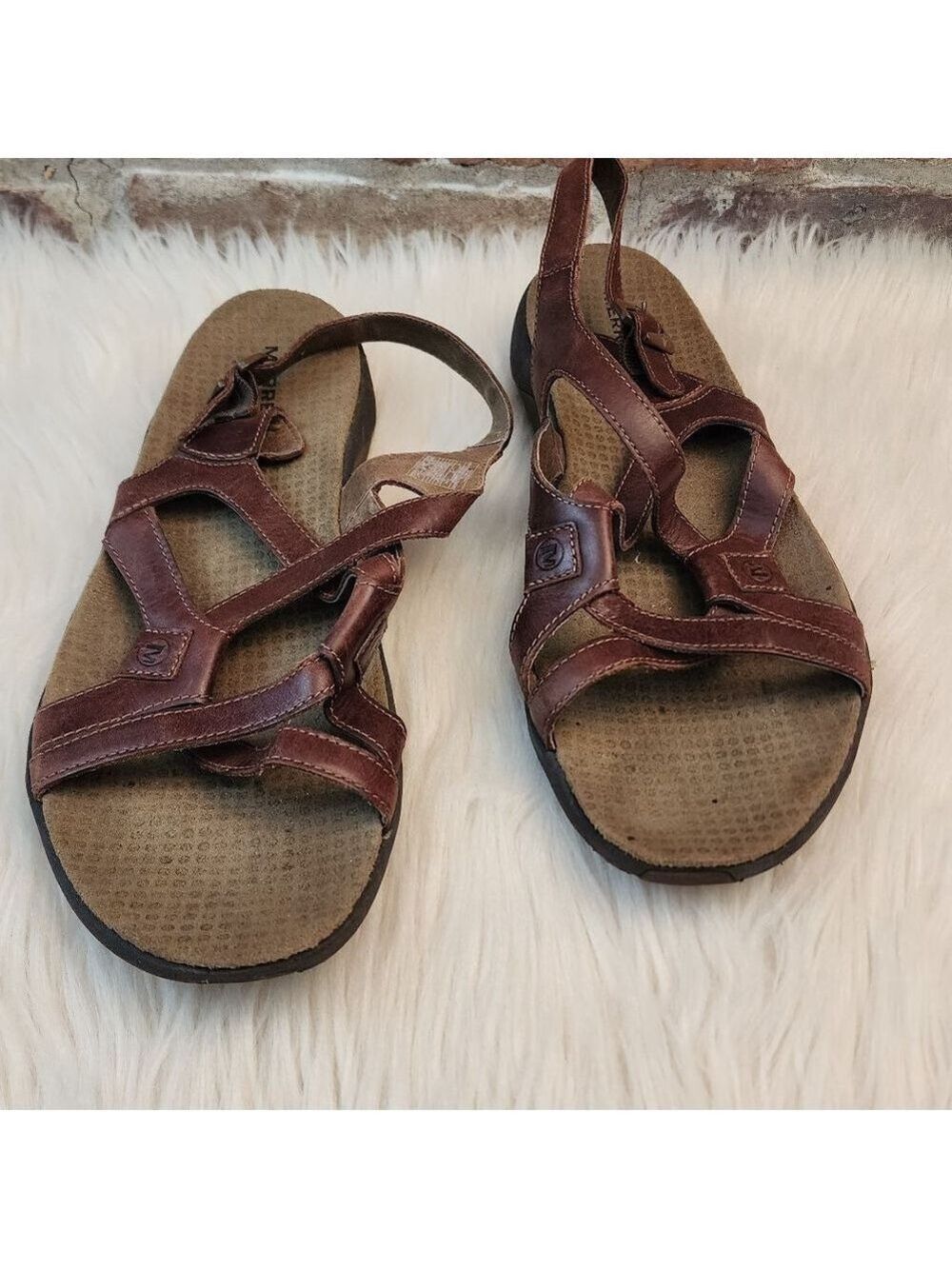 Women's Merrell Brown Leather Agave Sandals Size 10